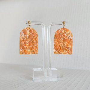 SUNRISE ARCH Polymer clay earrings handmade Orange Lightweight 1.75"